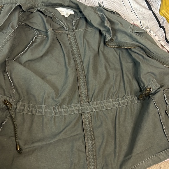 Sky and Sparrow military utility hidden zip army green pocket collar jacket XS - Picture 9 of 10
